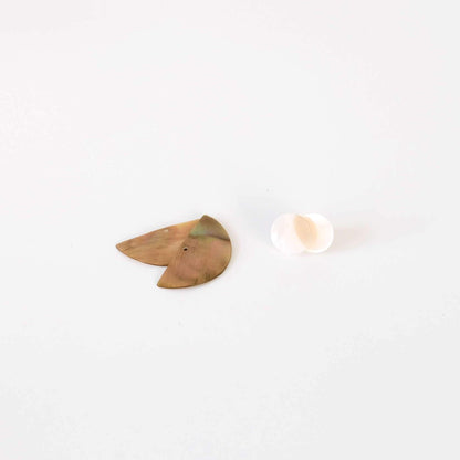 3-in-1 Light Two-Tone Circle and Halfmoon Geometric Studs - Mother of Pearl Earrings | LIKHÂ