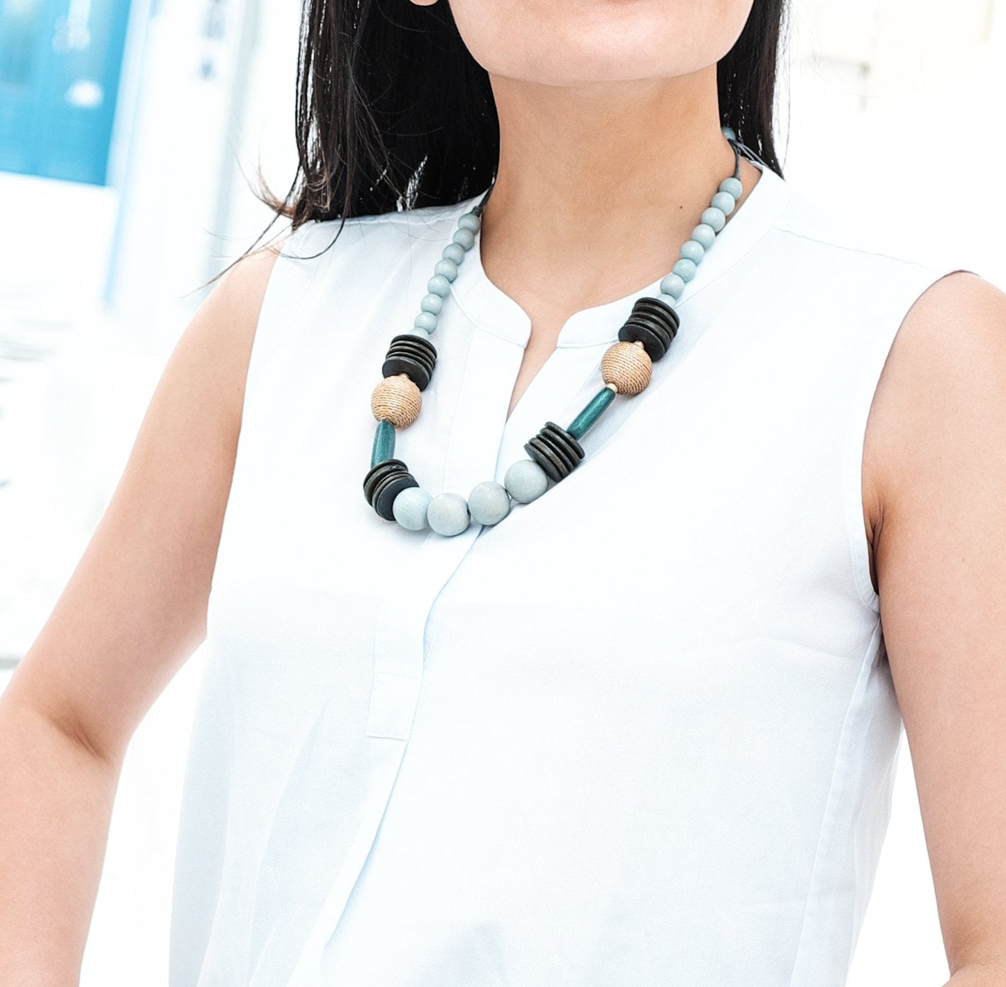 Grey Bead Necklace - Bombon Artisan Necklace | LIKHÂ