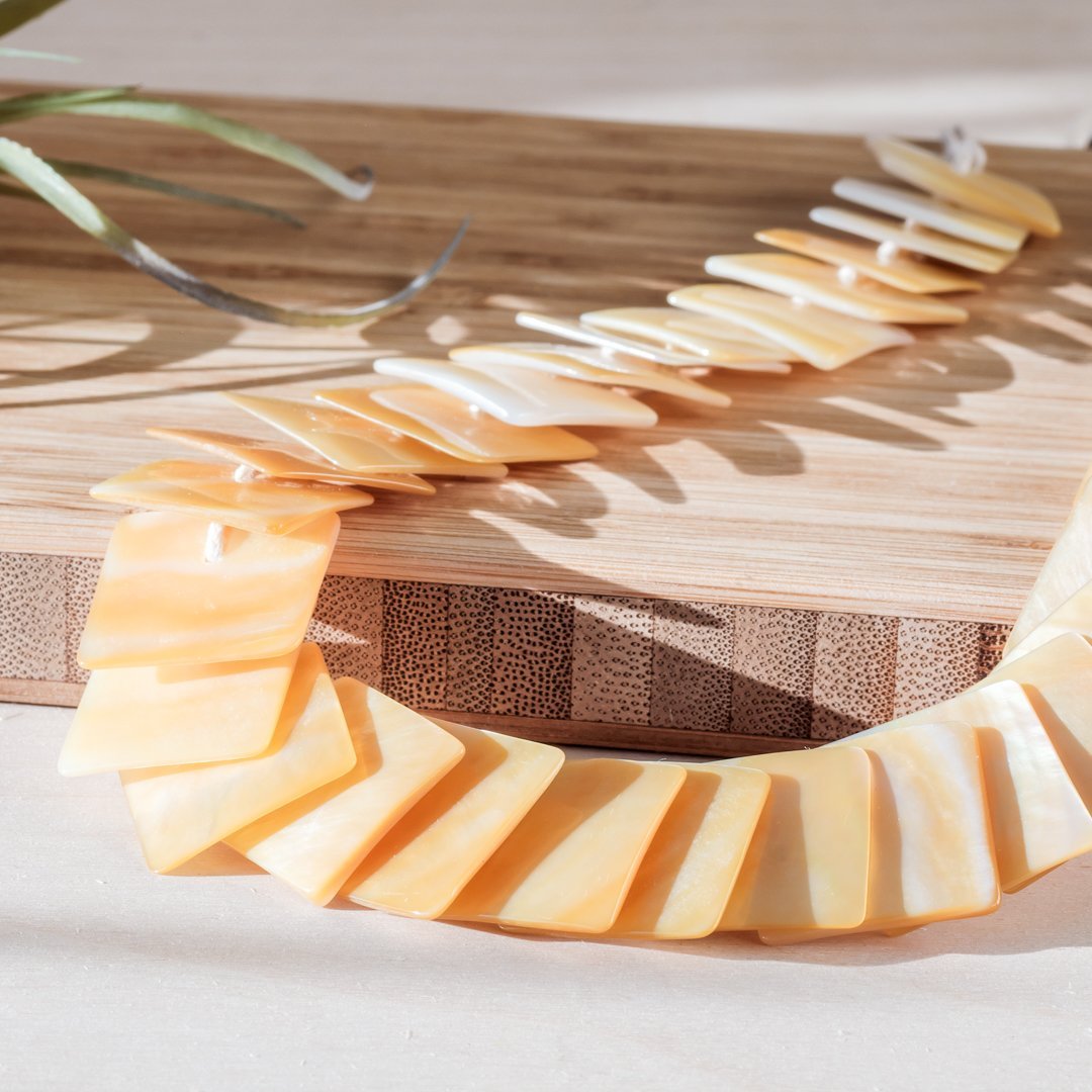 Mother of Pearl Statement Necklace - Playa Golden Yellow | LIKHÂ