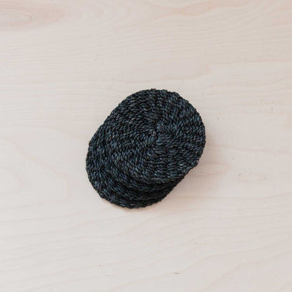 Black Round Braided Coasters, set of 4 - Natural Fiber | LIKHÂ