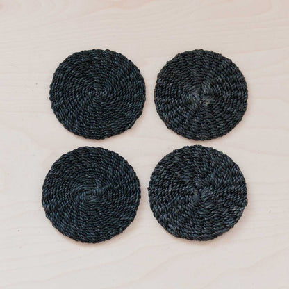 Black Round Braided Coasters, set of 4 - Natural Fiber | LIKHÂ