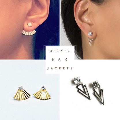 Secret Fan Ear Jacket stud earrings