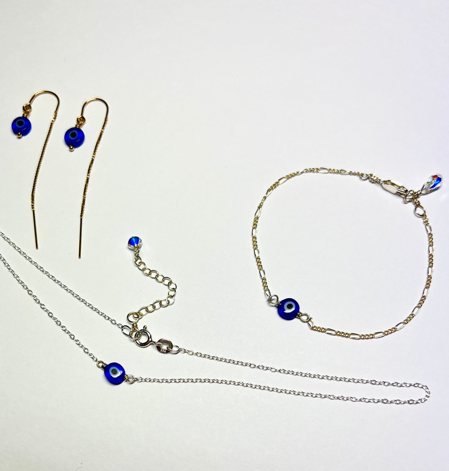 Set: Evil Eye Necklace & Bracelet & Earrings