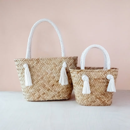 Oat Classic Market Tote with Braided Handles - Modern Woven Totes | LIKHA