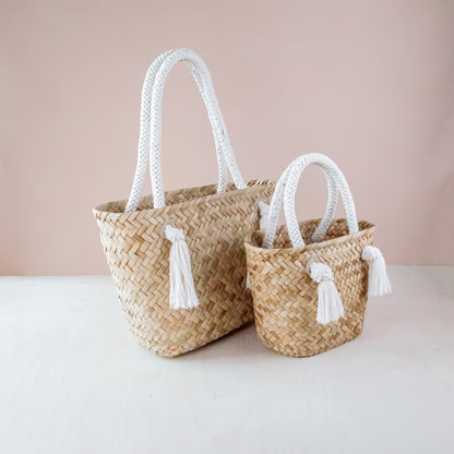 Oat Classic Market Tote with Braided Handles - Modern Woven Totes | LIKHA