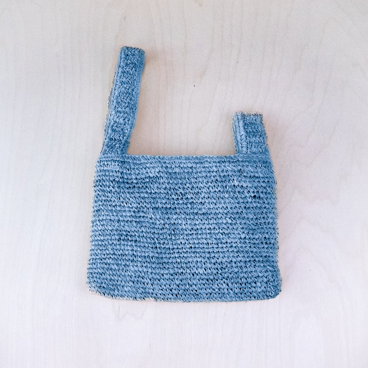 Powder Blue Japanese Knot Bag - Raffia Purse | LIKHA