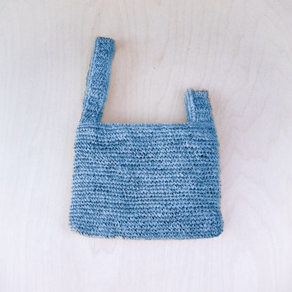 Powder Blue Japanese Knot Bag - Raffia Purse | LIKHA