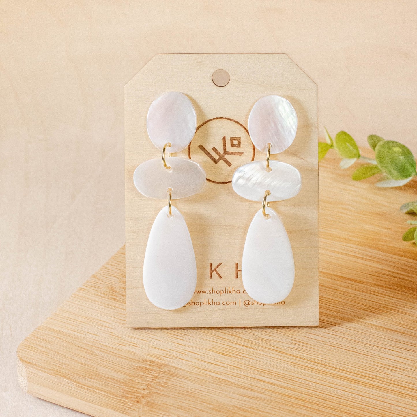 Pearl White Dangle Earrings - Mother of Pearl | LIKHÂ