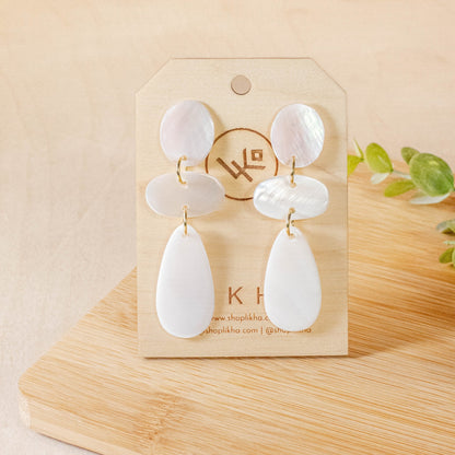 Pearl White Dangle Earrings - Mother of Pearl | LIKHÂ