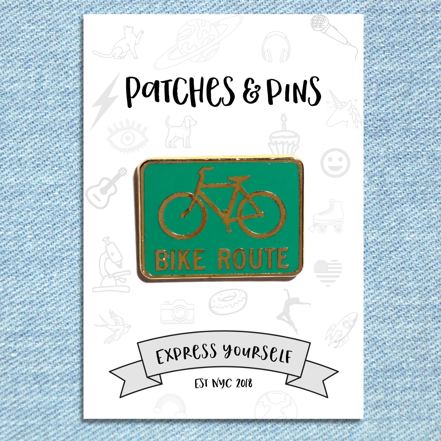 Bike Route Enamel Pin