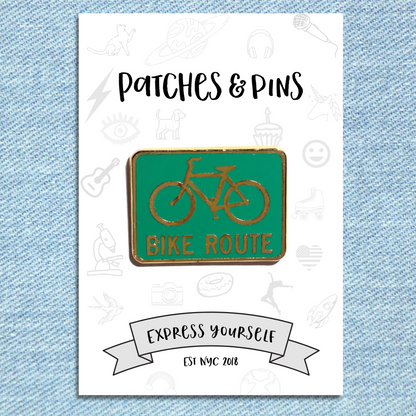 Bike Route Enamel Pin