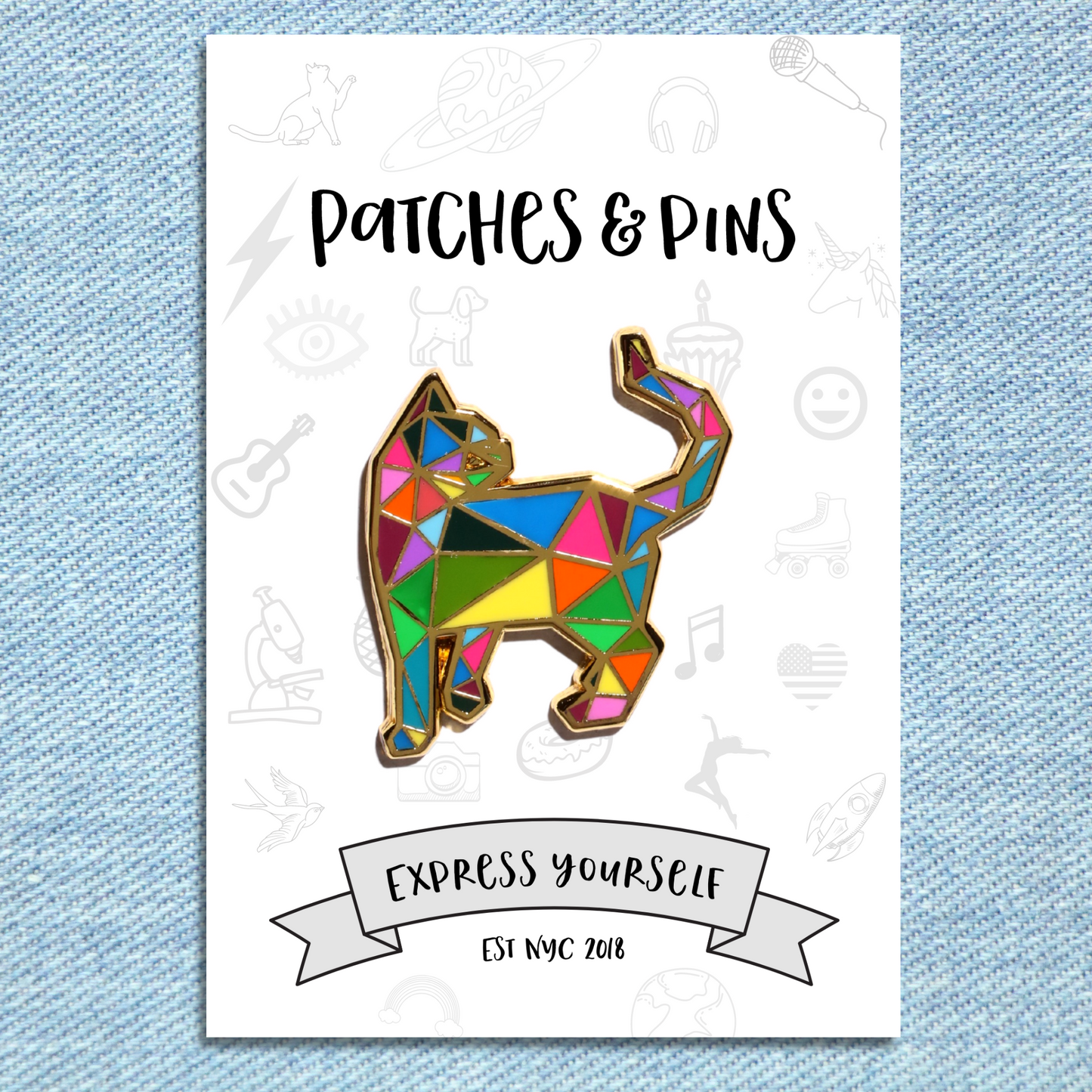 Mosaic Cat Enamel Pin