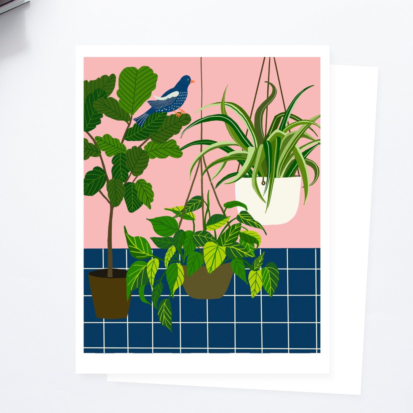 Plants Art print/blue bird and plants/plants print