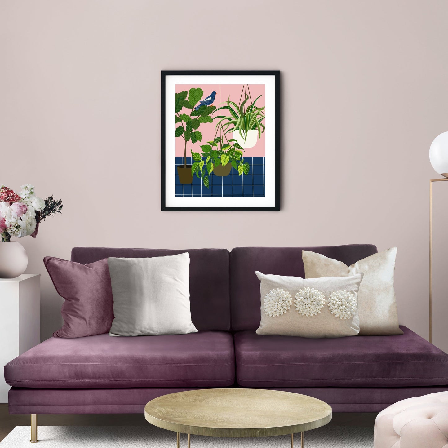 Plants Art print/blue bird and plants/plants print