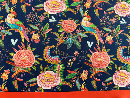 Garden Party Silk Scarf (Navy)