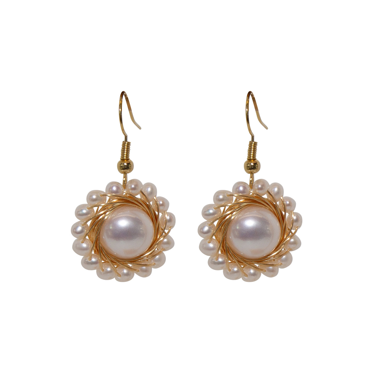 Dangling Sunflower Pearl Earrings