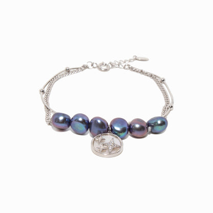 Moonlite Dual Cascade Silver Pearl Bracelet