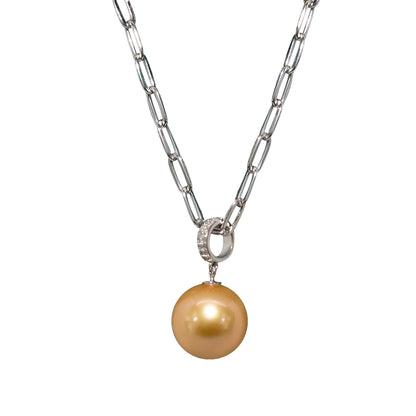 Gold Pearl Chain Luminance Necklace