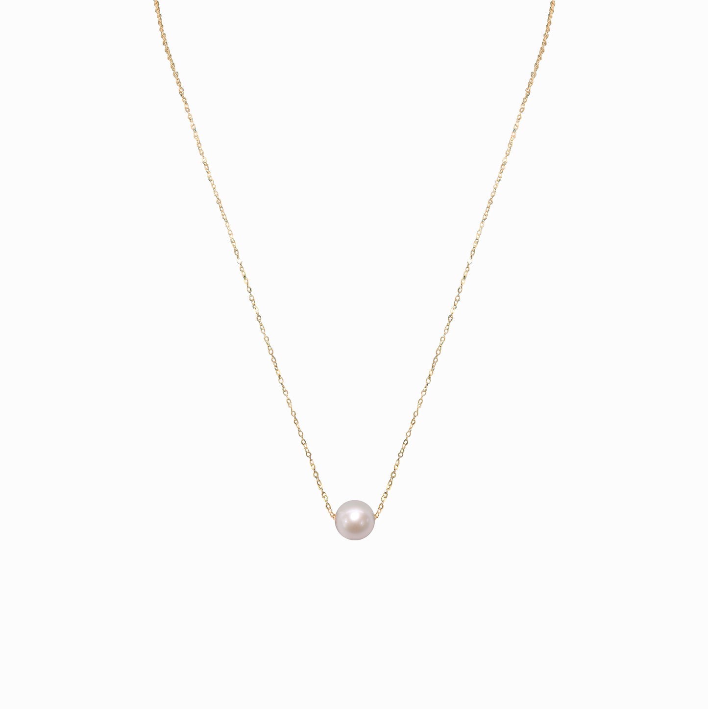 18K Golden Solitaire Pearl Necklace