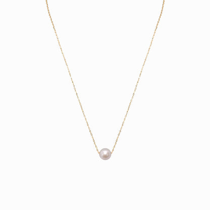 18K Golden Solitaire Pearl Necklace