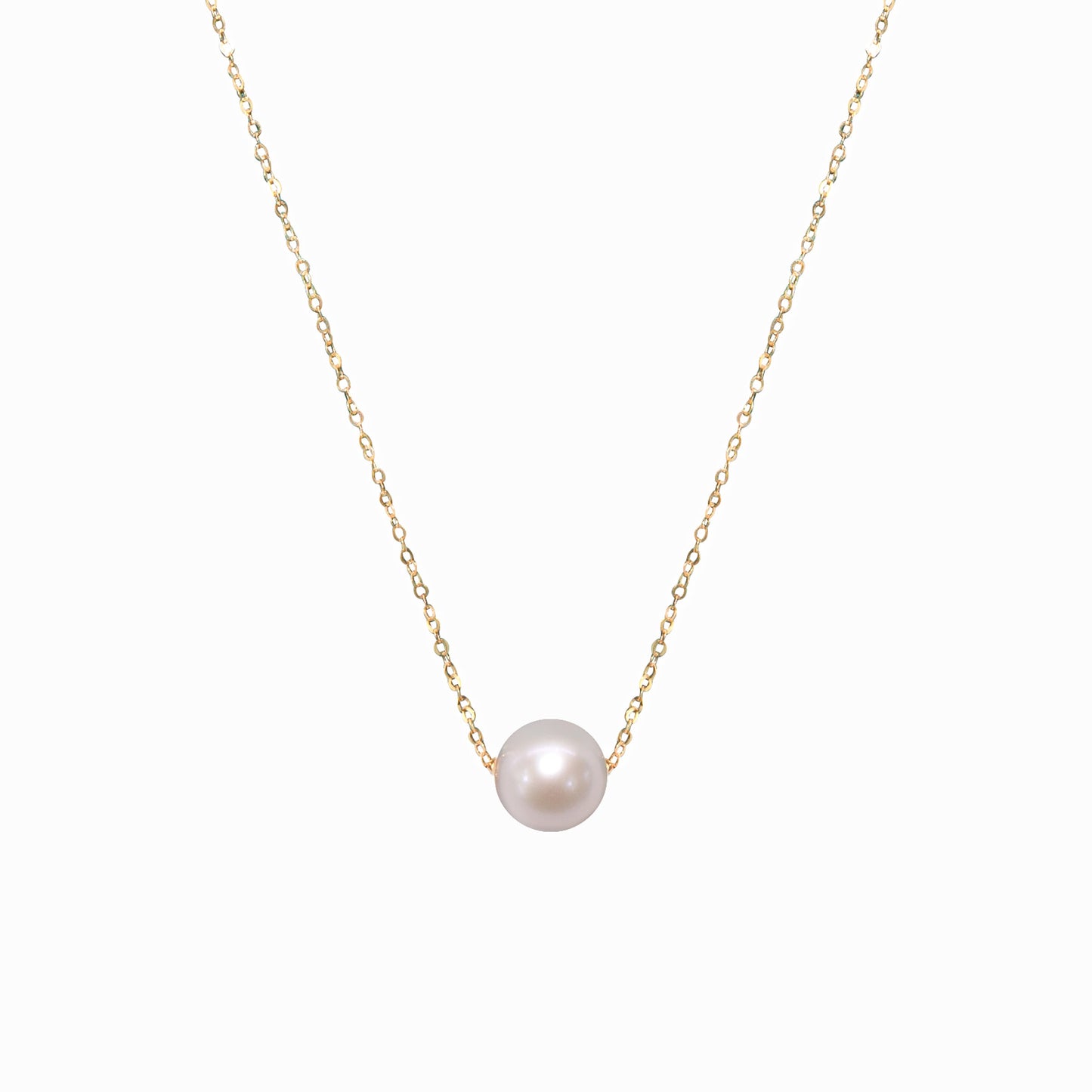 18K Golden Solitaire Pearl Necklace