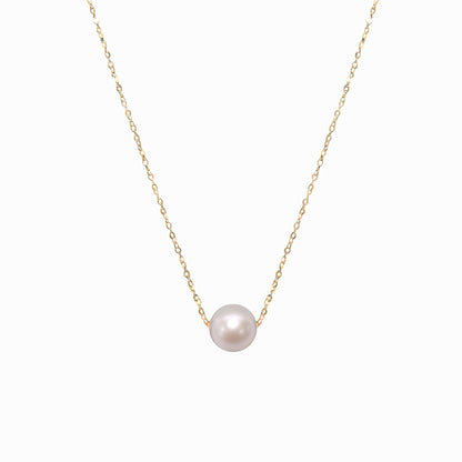 18K Golden Solitaire Pearl Necklace