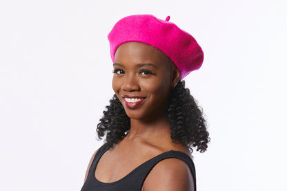 Hot Pink Wool Beret