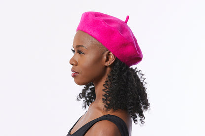 Hot Pink Wool Beret