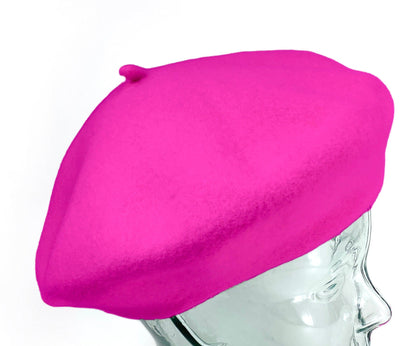 Hot Pink Wool Beret