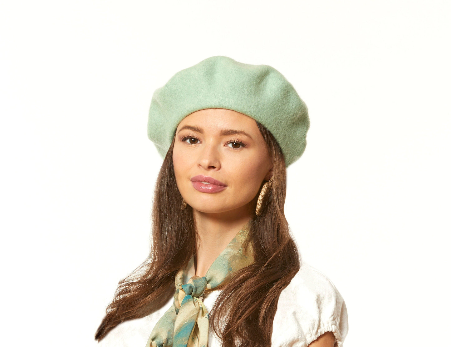 Wool Beret in Mint Green