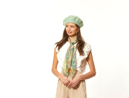 Wool Beret in Mint Green