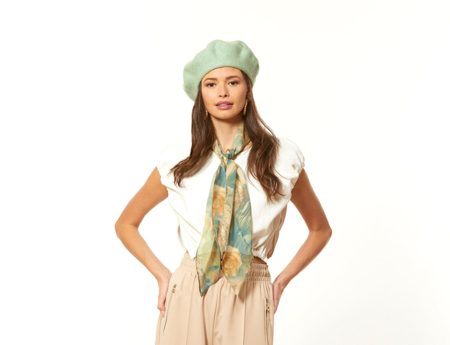 Wool Beret in Mint Green