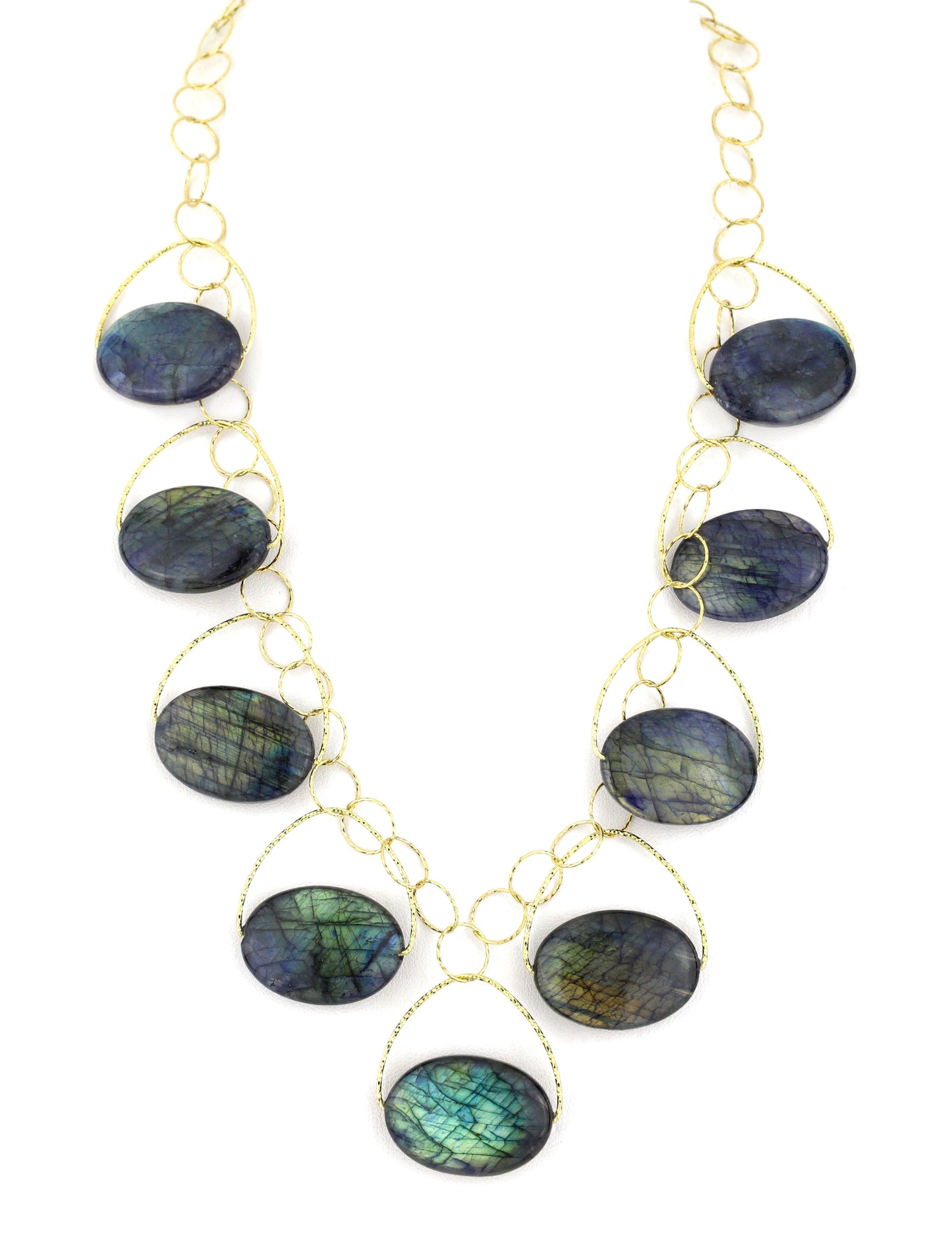 Navy Blue Labradorite Blossom Necklace