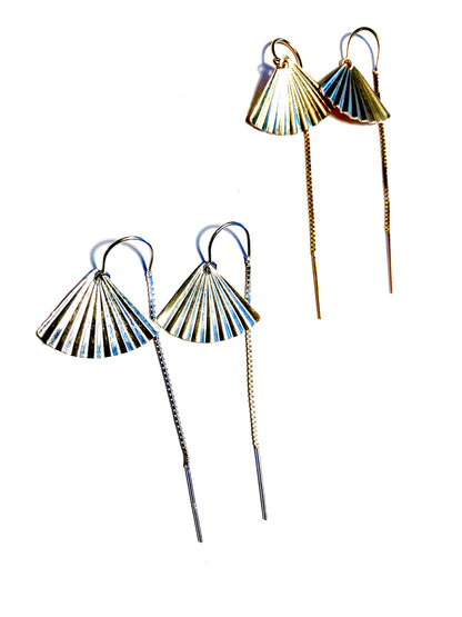 Fan shell threader earrings