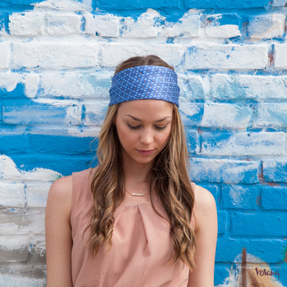 Silk Headband in Blue with Flowers