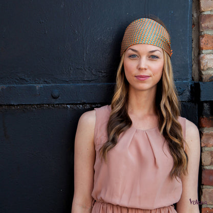 Silk Headband in Orange with Frogs