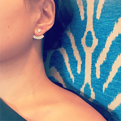 Secret Fan Ear Jacket stud earrings