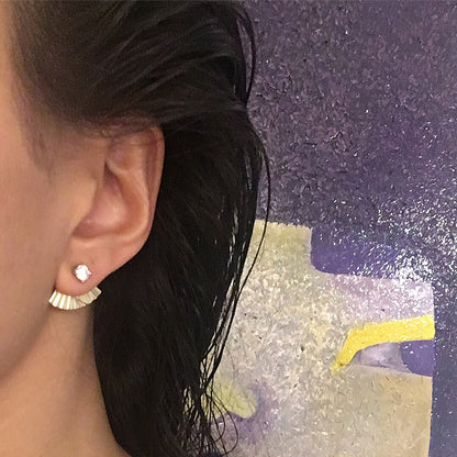 Secret Fan Ear Jacket stud earrings